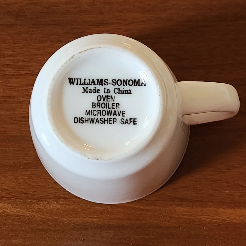 Vintage Williams Sonoma White Cups & Saucers – Set of 6 – Pantry Essentials Mark